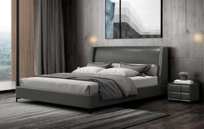 Produktbild von Bett Polster Design Luxus Doppel Hotel Betten Ehe 180x200cm Schlaf Zimmer Metall