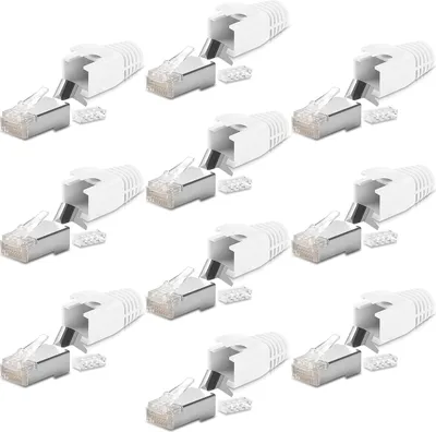 Produktbild von 10x Netzwerk Stecker CAT7 CAT6A RJ45 LAN Netzwerkstecker vergoldet Crimpstecker