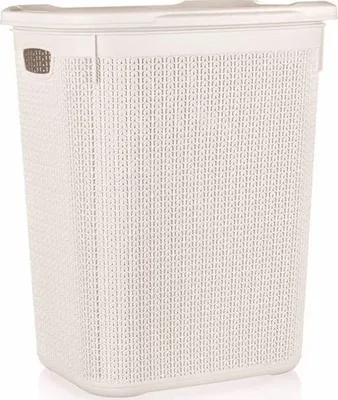 Produktbild von BRILANZ Korb aus Rattan mit Deckel 50 l, 43 x 34 x 55 cm, cremig