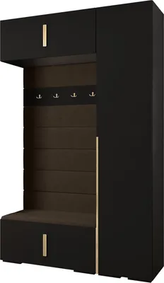 Produktbild von MEBLE KRYSPOL Inova 1 Möbelset Garderobe, 236,7x150x47cm - Schwarz, Manila 04, Gold