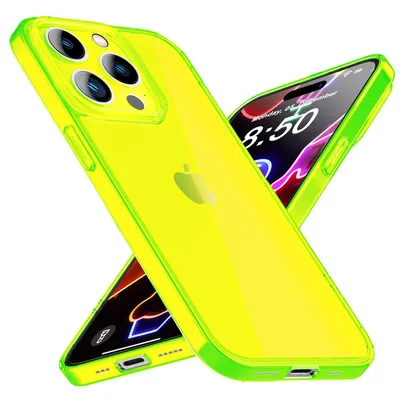 Produktbild von Neon Hülle für iPhone 14 Pro, Durchscheinend Bunt Handyhülle Cover Schutzhülle Gelb