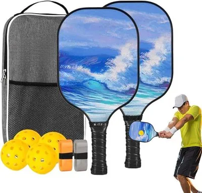 Immagine prodotto di Set da pickleball con racchetta in fibra di vetro e palline Ergobälle per donna, uomo, fitness e tempo libero.