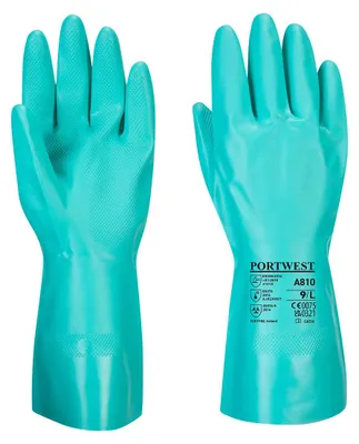 Productafbeelding van Portwest A810 Nitrosafe chemische beschermhandschoen, groen, maat L
