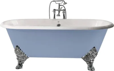 Immagine prodotto di Casa Padrino vasca in ghisa azzurro/bianco 178 cm - Vasca da bagno curvilinea freestanding - Arredo bagno barocco e liberty