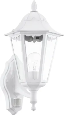 Produktbild von EGLO Außen-Wandlampe Navedo, 1 flammige Außenleuchte inkl. Bewegungsmelder, Sensor-Wandleuchte aus Aluguss und Glas, Farbe: Weiß, Fassung: E27, IP44