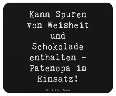 Produktbild von Mr. & Mrs. Panda Mauspad Spruch Patenopa und Weisheit - Schwarz - Geschenk, Großvater, Humor, pc, laptop, Mousepad, herzerwärmende Sprüche, Inspiration, Freude, Familie