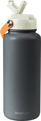 Produktbild von Famanu Trinkflasche Edelstahl mit Strohhalm - 1000 ml, BPA-frei, auslaufsicher