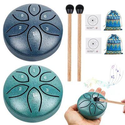 Produktbild von Zungentrommel Mundtrommel Handpan - Mini - 6 Noten - 7,5 cm - Grün und Cyan