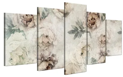 Produktbild von LUMASOUL Leinwand Bilder, Leinwandbild Geblümt Motiv, Wandbilder Holzrahmen und Webstuhl Wohnzimmer und Schlafzimmer, Bilder 200x100 cm Vintage Blumen 11