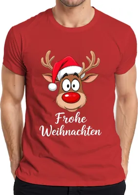 Rudolf Rote Nase Weihnachten Xmas Feiern Süßes Gesicht Cool T-Shirt