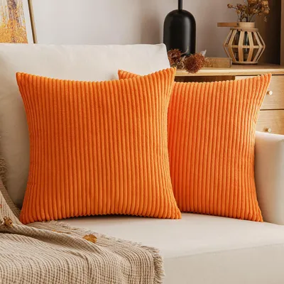 Produktbild von Set mit 2 Kissenbezügen, 50 x 50 cm, Herbstcord, Orange
