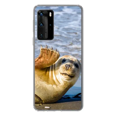 Produktbild von MuchoWow® Handyhülle Schutzhülle Hülle für Huawei P40 Pro Robbe - Lustig - Schaukel - Kinder - Jungen - Mädchen - Kind Silikon Softcase Handy Hülle - Schutz