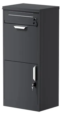 Produktbild von Paketkasten Anthrazit 500 x 370 x 1120 mm, Paketbox für Zuhause, Private Paketannahme geeignet für Pakete und Päckchen, Standbriefkasten aus Stahl