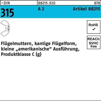 Produktbild von Flügelmutter R 88215 M8 A 2 100 Stück