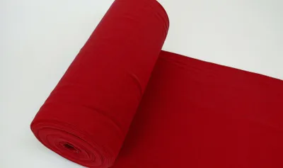 Produktbild von Bündchenstoff LUC Dunkel Rot, Uni 270 g/m², Strickschlauch glatt/fein, 35 cm breiter Schlauch, 25 cm lang, Meterware