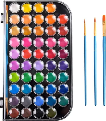 Produktbild von Lauwexe Wasserfarben-Set 48 Farben, Wasservermalbar, Nicht-toxisch, Für Kinder Erwachsene Anfänger