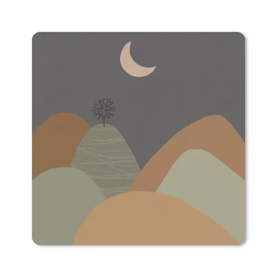 Produktbild von MuchoWow® Mauspad Mousepad Berg - Baum - Mond - Pastell 30x30 cm - Mousepads - Maus Mat - Pad - Mausunterlage - Gaming