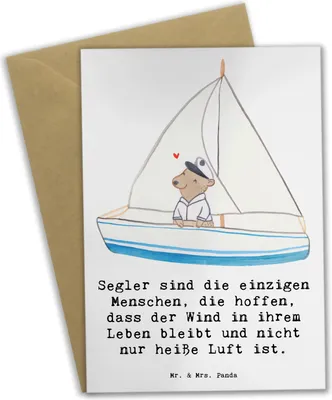 Produktbild von Mr. & Mrs. Panda Grußkarte Segeln Lebenswind - Weiß - Geschenk, Wind, Meer, Sport, Teamarbeit, Sonnenuntergang, Teamsport, weihnachtskarten, Taktik, osterkarte, Sportler