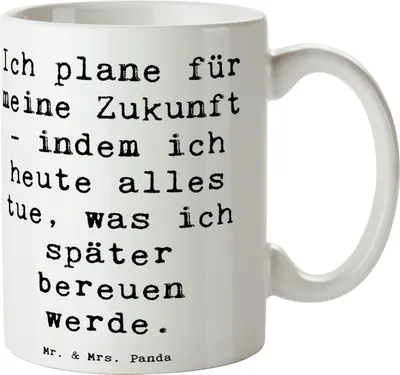 Produktbild von Mr. & Mrs. Panda Kaffeetasse Spruch Lebensziele und Abenteuer - Weiß - Geschenk, tasse für kaffee, Kaffeebecher, Zukunft planen, Motivation, Becher, Teetasse, Gefühl