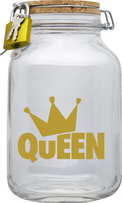 Produktbild von Spardose Geld Geschenk Ideen Queen Design2 Transparent Größe XXL 3 Liter