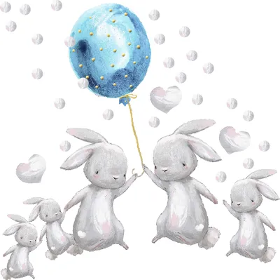Obrázok produktu pre Detské nálepky na stenu na nábytok Bunny balloons