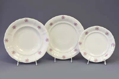 Obrázek produktu pro Talířová souprava, Sonáta, házenka Loučky, bílý porcelán, Leander, 18 ks