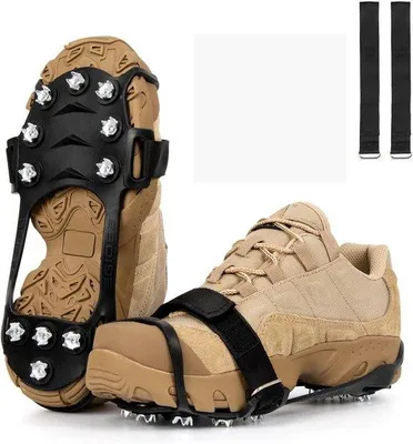 Produktbild von Famanu Steigeisen für Bergschuhe - 11 rostfreie Stahlspikes, rutschfeste Schuhspikes