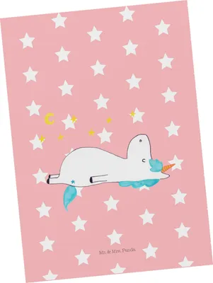 Produktbild von Mr. & Mrs. Panda Ansichtskarte Einhorn Sternenhimmel - Rot Pastell - Geschenk, Postkarten, Sterne, Grußkarte, Fotokarte, Ansichtskarten, Unicorn, Einhörner, Postkarte