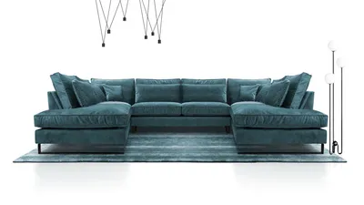 Image de AX LIVING Canapé d'angle bleu Castellio Salon en forme de U XXL