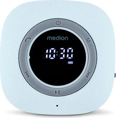 Image de MEDION S66884 Radio de douche avec Bluetooth (radio de salle de bain, radio FM, ventouse, écran LED, IPX6 étanche, batterie intégrée, MD43884) bleu