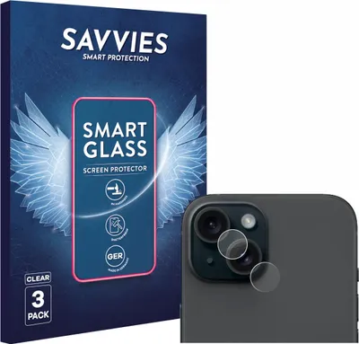 Produktbild von 3x Savvies Schutzglas Folie für Apple iPhone 15 (NUR Kameraschutz) 9H Panzer Schutzfolie Glas Displayschutz klar transparent