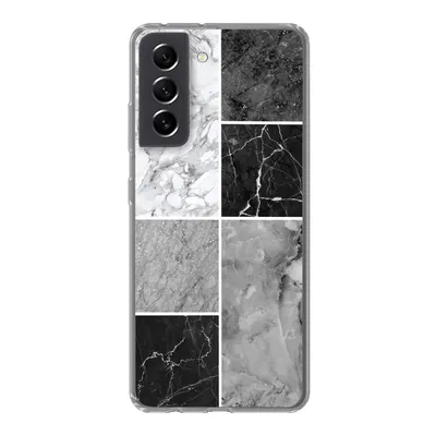 Produktbild von MuchoWow® Handyhülle Schutzhülle Hülle für Samsung Galaxy S21 FE Marmor - Schwarz - Weiß Silikon Softcase Handy Hülle - Mobiltelefonhülle