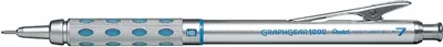 A studio shot of a mechanical pencil on a white background.