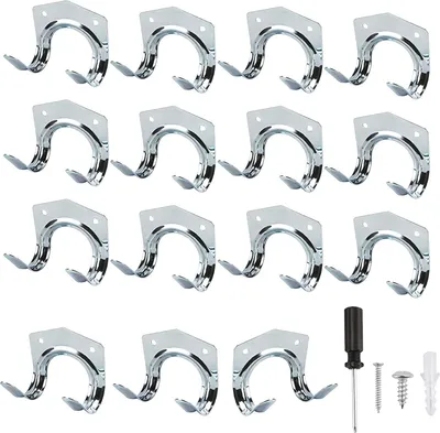 Produktbild von 15 Pcs Gartenwerkzeug Halter Haken, Robuste Multifunktionale Werkzeughaken, Inklusive Schrauben und
