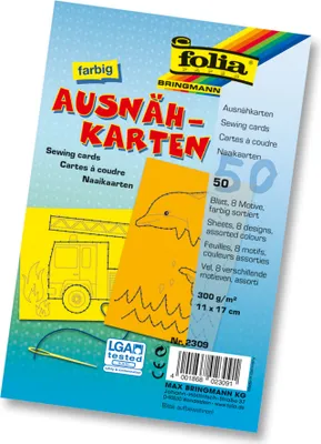 Produktbild von folia Ausnähkarten 110 x 170 mm farbig sortiert 50 Blatt