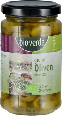 Image de olives vertes dénoyautées à l'huile et aux herbes 200g