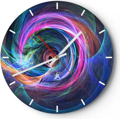 Produktbild von Wanduhr - Rund - Glasuhr - Abstraktion modern - 40x40cm - Schleichendes Uhrwerk - Lautlos - zum Aufhängen bereit - Dekoration Modern - Wanddekoration aus Glas - C3AR40x40-3987