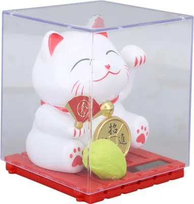 Image de Chat porte-bonheur à énergie solaire pour la maison, le bureau et la voiture - Le chat porte-bonheur du Feng Shui avec ses bras qui s'agitent apporte la richesse