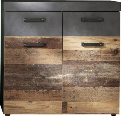 Produktbild von trendteam Garderobe Schuhschrank Indy Graphit Grau Matera NB/Old Wood NB 90 x 89 x 34 cm