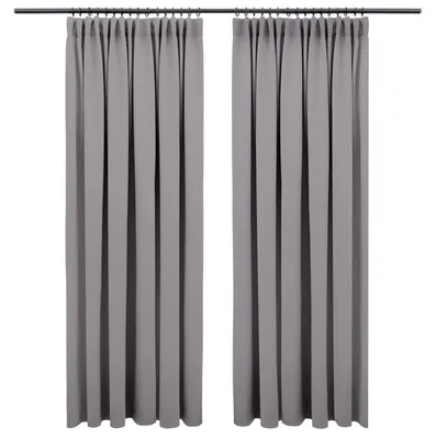 Verdunkelungsvorhänge mit Faltenband, 2er-Set, 175x140 cm, dunkelgrau