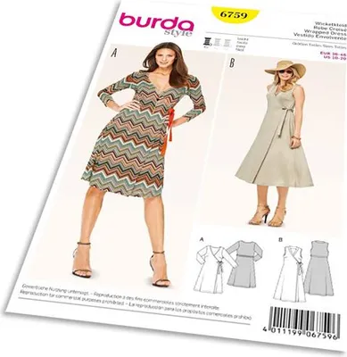 Produktbild von 6759 Wickelkleid, V-Ausschnitt, Burda