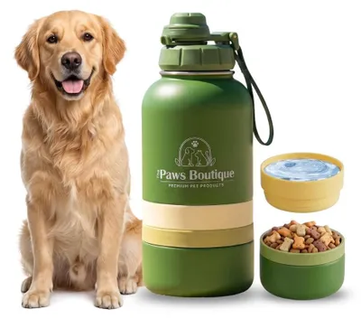 3-in-1 Wasserflasche für Hunde, Edelstahl, 950 ml, auslaufsicher