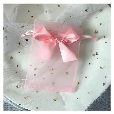 Produktbild von Solidchoice - 50 rosa Organzasäckchen mit Kordelzug für Feiern