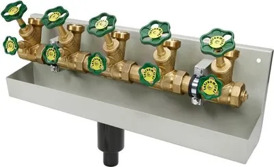 Produktbild von SCHLÖSSER Kompakt-Verteilerstation 5-Strang Verteiler - Zulauf 1 1/4 (5/4) Zoll - DN 32, mit Ablaufrinne