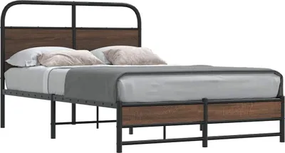 Produktbild von "2026 Promotion" Bettgestell moderne - ohne Matratze - 120x200 cm - Braun Eichen-Optik - Polsterbett CC25214