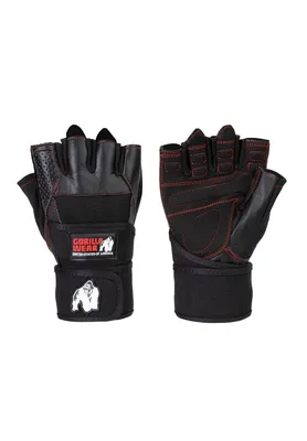 Image de Gorilla Wear Dallas Wrist Wrap Gloves noir avec coutures rouges S