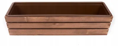 Produktbild von ECODECO Deko Holzkiste für Blumen, Kiste Holz 18x60x15 cm, Holzbox mit Plastic Insert, Blumentopf für Balkon Terrasse oder Garten, Braun Blumenkasten