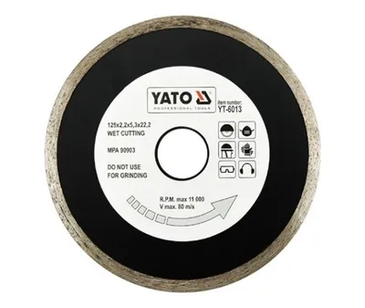 Produktbild von Yato YT-6013, Schneidedisk, Keramik, Glas, Glasierte Fliese, Porzellan, Stein, Yato, 12,5 cm, 5,3 mm, 80 m/s