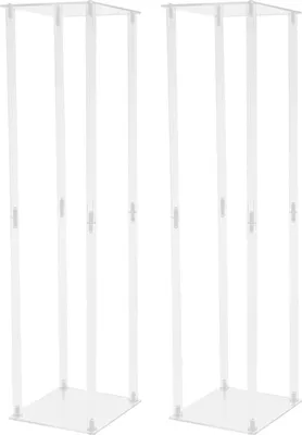 Immagine prodotto di Portafiori - Portafiori geometrico a colonna - Set da 2 - Centrotavola - Matrimonio e festa - Trasparente