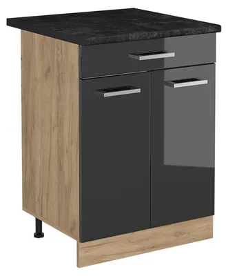 Obrázok produktu pre Kuchynská spodná skrinka Vicco R-Line Antracit vysoký lesk/Dub Goldkraft 60 cm so zásuvkou antrasiitti työtaso, Model 61189